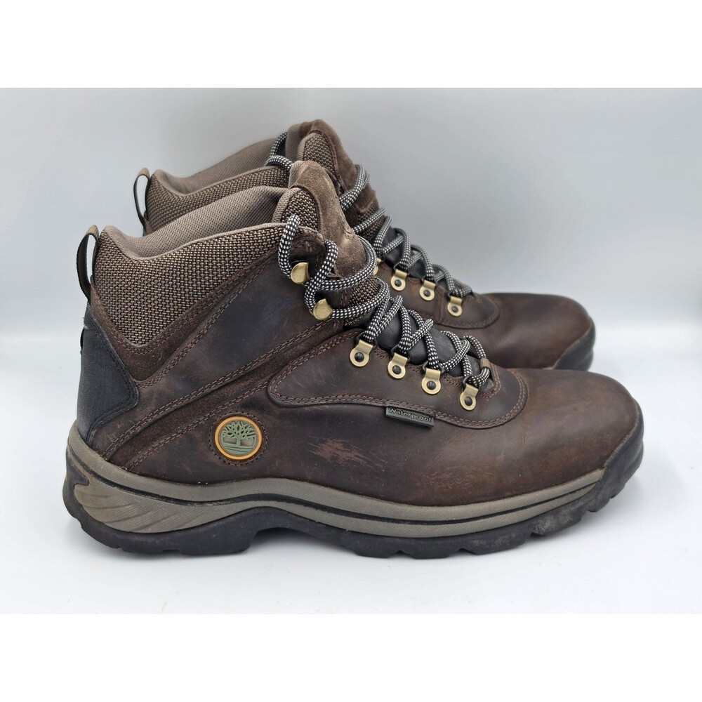 Timberland White Ledge Mid Hiking Boots Mens Brown Leather Waterproof Size 11.5